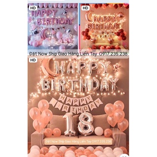 (Tặng Bơm keo) Happy Birthday 50 bóng Phối Kèm Đèn Led Y Hình