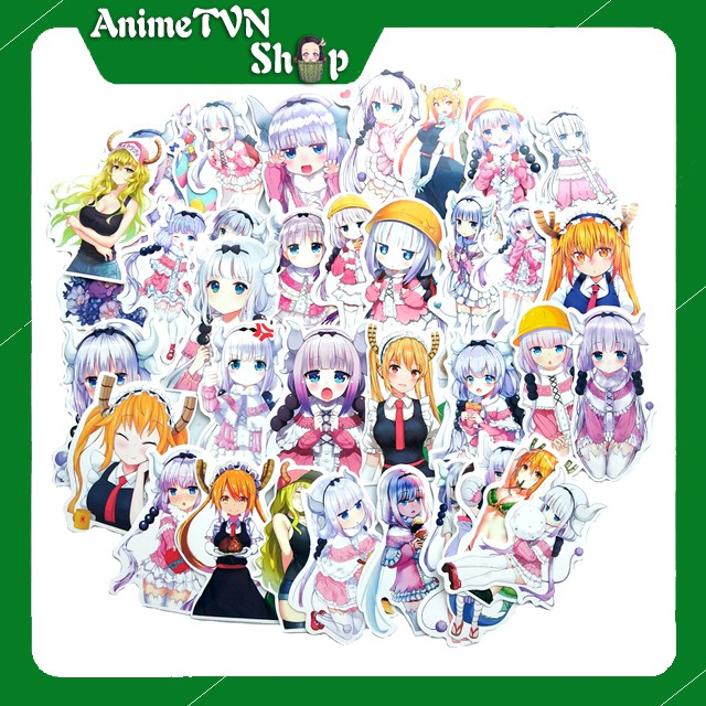 Miếng dán Sticker Anime Manga Kobayashi-san Chi no Maid Dragon trọn bộ 37 hình - In rõ ràng sắc nét khó tróc