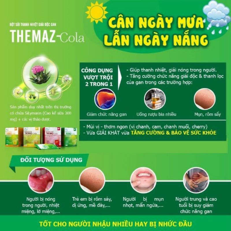 BỘT THANH NHIỆT THEMAZ- COLA⚡Cam Kết Chính Hãng ⚡Mát gan thanh nhiệt