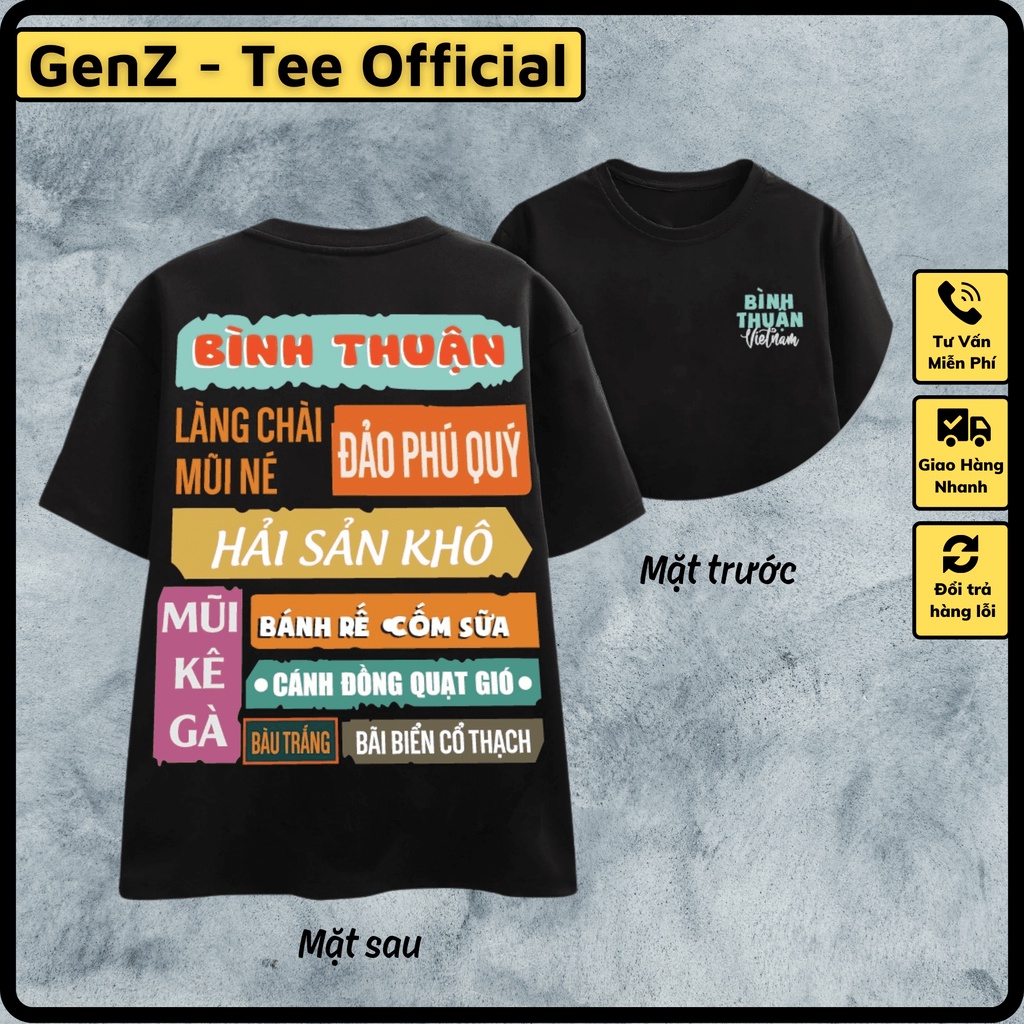 Áo Thun Local Brand Tỉnh Bình Thuận, Áo 63 Tỉnh Thành Nam Nữ Form Rộng Unisex Genz Cá Tính