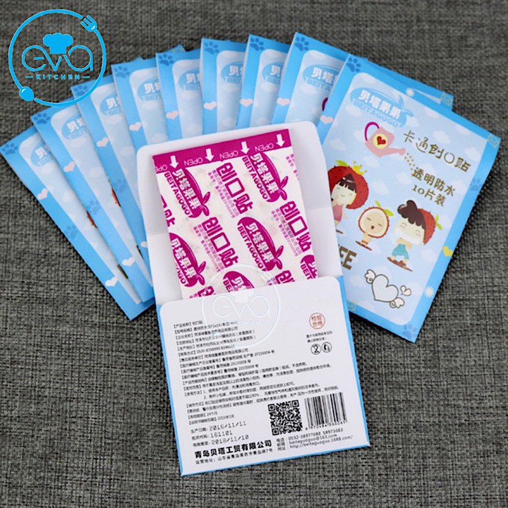 Set 10 Miếng Băng Keo Cá Nhân Hoạt Hình Cute Bandages Trong Suốt