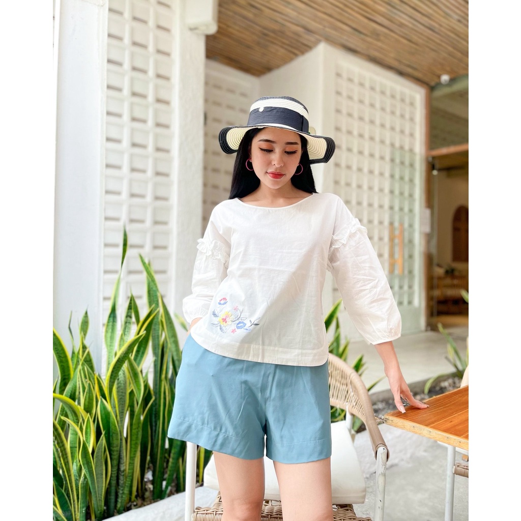 ÁO THÊU TAY HỌA TIẾT HOA LÁ