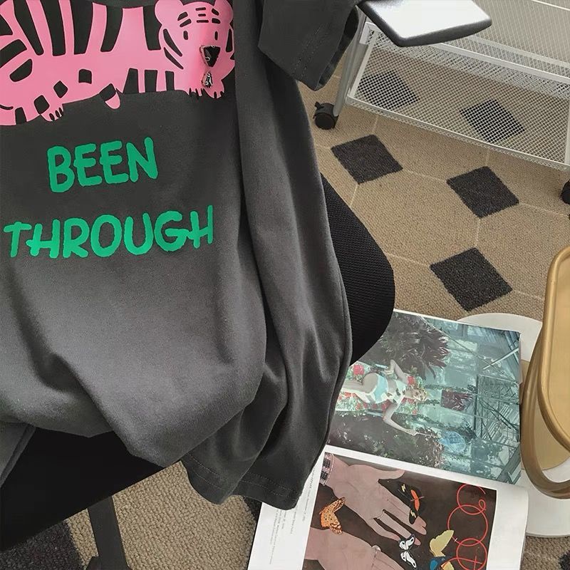 Đầm Thun Tay Ngắn Dáng Rộng In Họa Tiết Thời Trang Mùa Hè Hàn Quốc Hàng Mới Cho Nữ