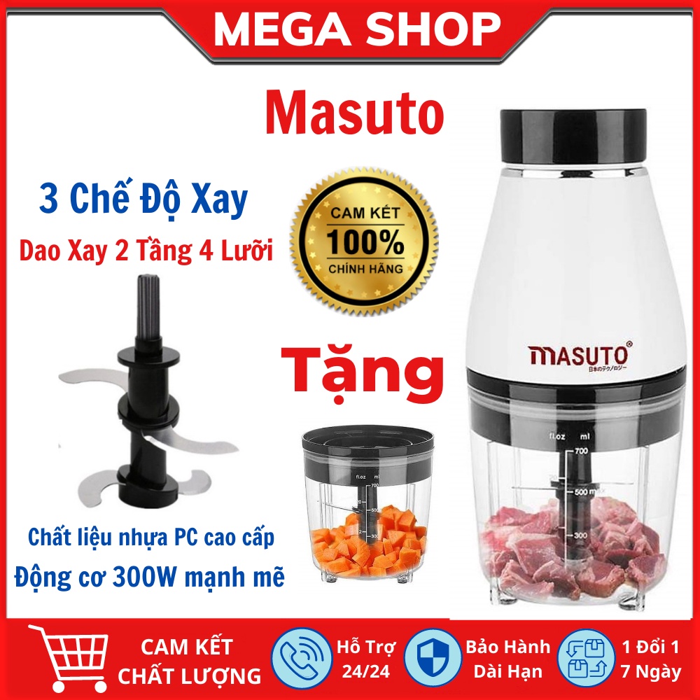 Máy Xay Thịt Đa Năng Masuto, Dung Tích 0.7 Lít, Dao Xay 2 Tầng 4 Lưỡi, Thiết Kế Thông Minh