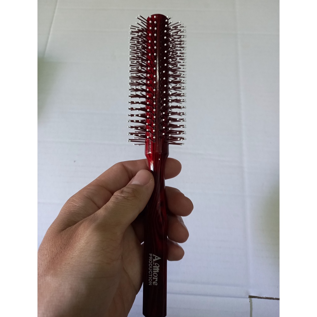 Lược chải tóc xoăn, lược sấy tóc gai cán gỗ A MORE cao cấp chuyên dụng cho Salon tóc