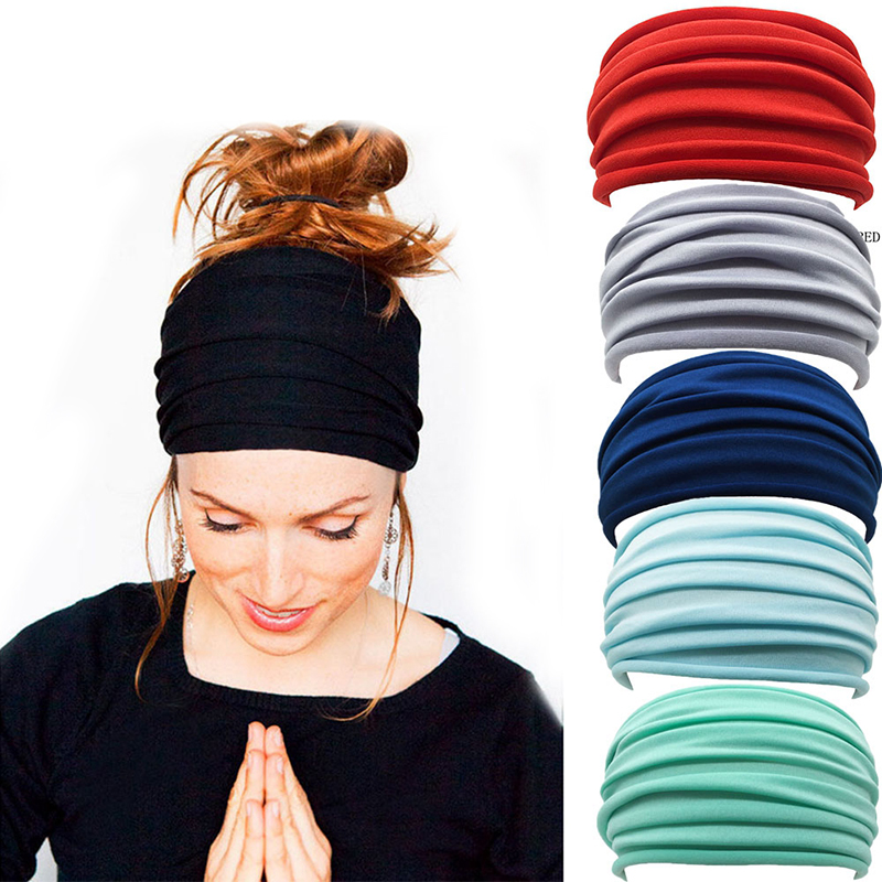 Băng Đô Turban Bản Rộng Co Giãn Phong Cách Boho Thời Trang Cho Nữ