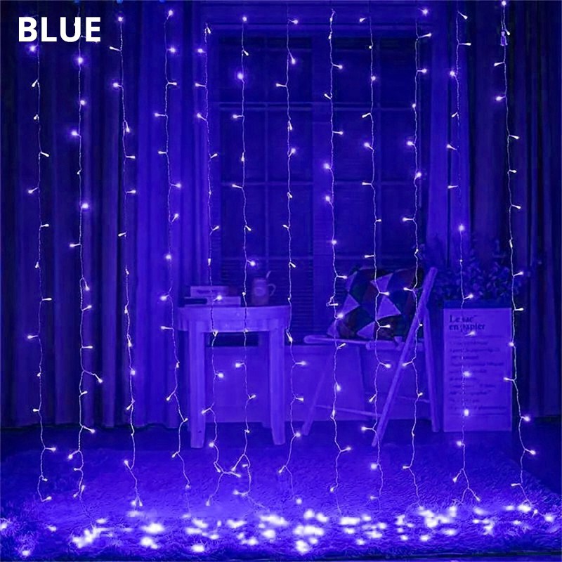 Dây đèn LED dạng rèm cửa 300 bóng 110V 220V RGB kích thước 3 m * 3 m
