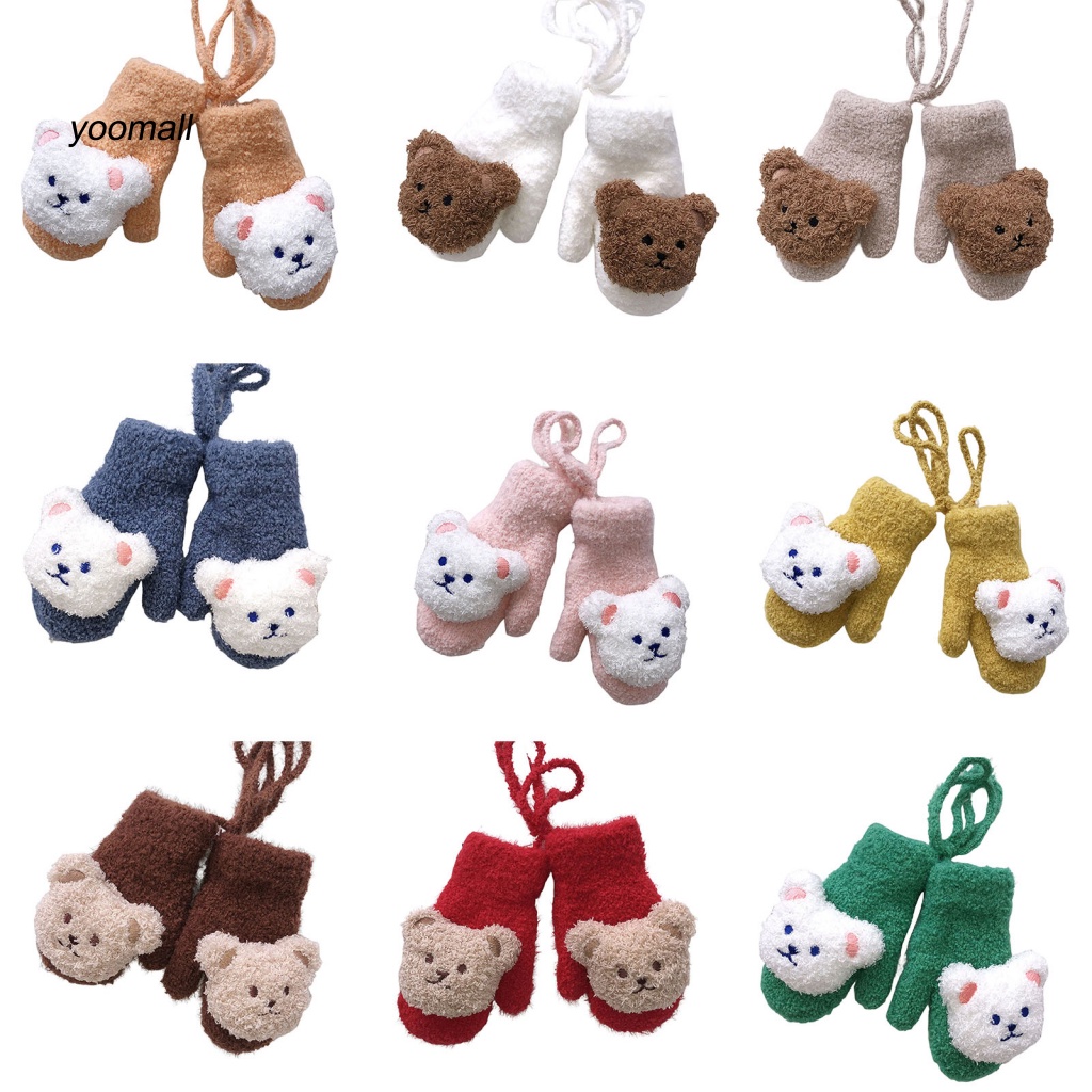 1 Đôi Găng Tay Hình Gấu Hoạt Hình Cho Bé 1-4 Tuổi