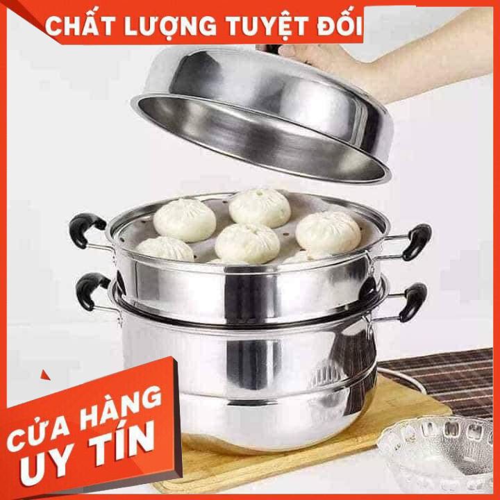 Nồi hấp inox 3  tầng hiện đại kích thước lớn, có thể sử dụng trên mọi loại bếp . [HÀNG LOẠI 1]