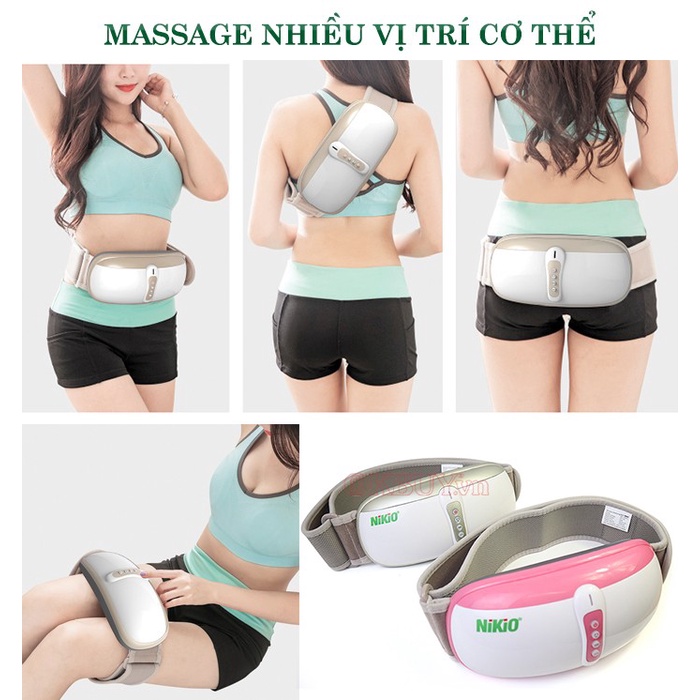 [Okbuy.vn] Đai [Máy] Massage Bụng Rung Lắc Hồng Ngoại Nhật Bản Nikio NK-169DC - Pin sạc - Chính Hãng Màu Hồng - Giảm Cân