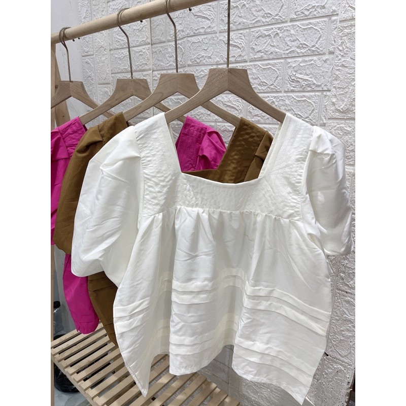 Áo babydoll cổ vuông quảng châu dáng lửng