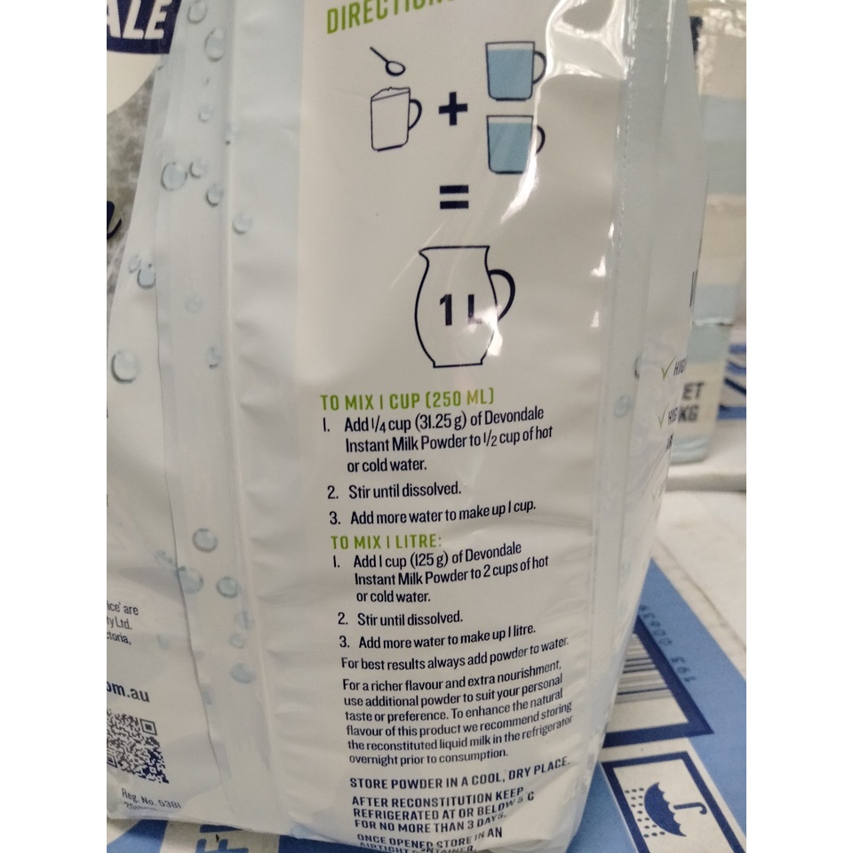 [ Túi 1Kg] Sữa Bột Ít Béo DEVONDALE VITAMIN PLUS - Sữa Bột Úc
