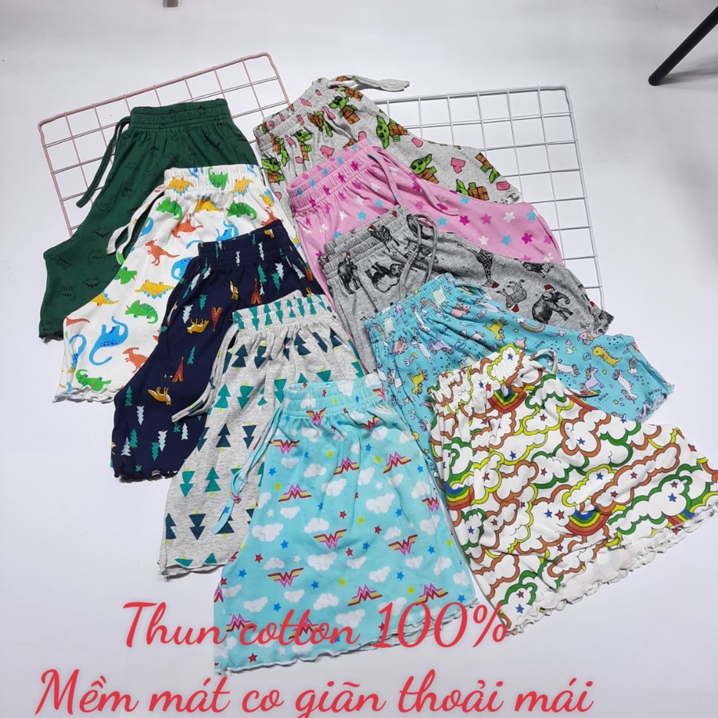 Quần short thun cotton nữ dáng xòe nhiều họa tiết QDN001 quần đùi ngủ mềm mát co giãn thoải mái