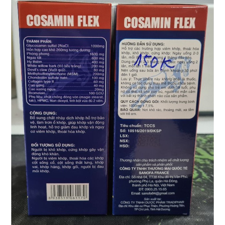 Cosamin Flex (Hộp 50 viên) - Bổ sung dịch nhày ngăn thoái hóa khớp, hỗ trợ tái tạo sụn khớp
