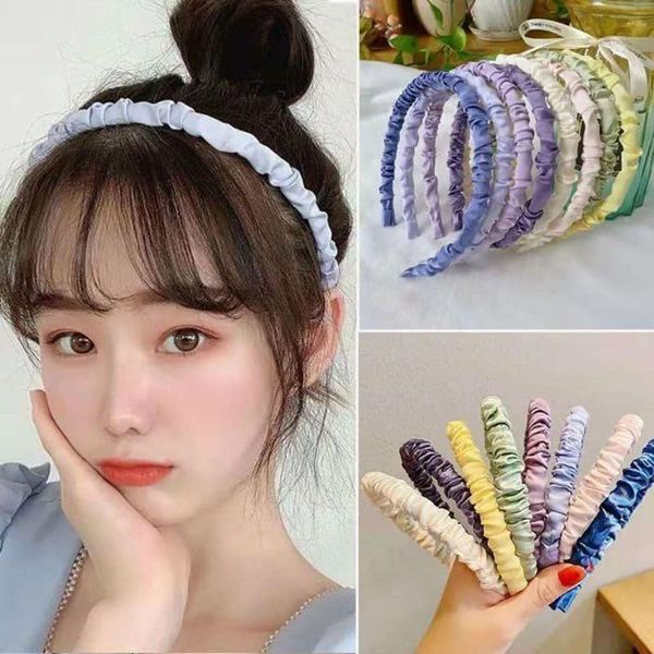 Băng đô vải lụa satin cài tóc phong cách Hàn Quốc,Bờm tóc vải nhún dễ thương cho nữ