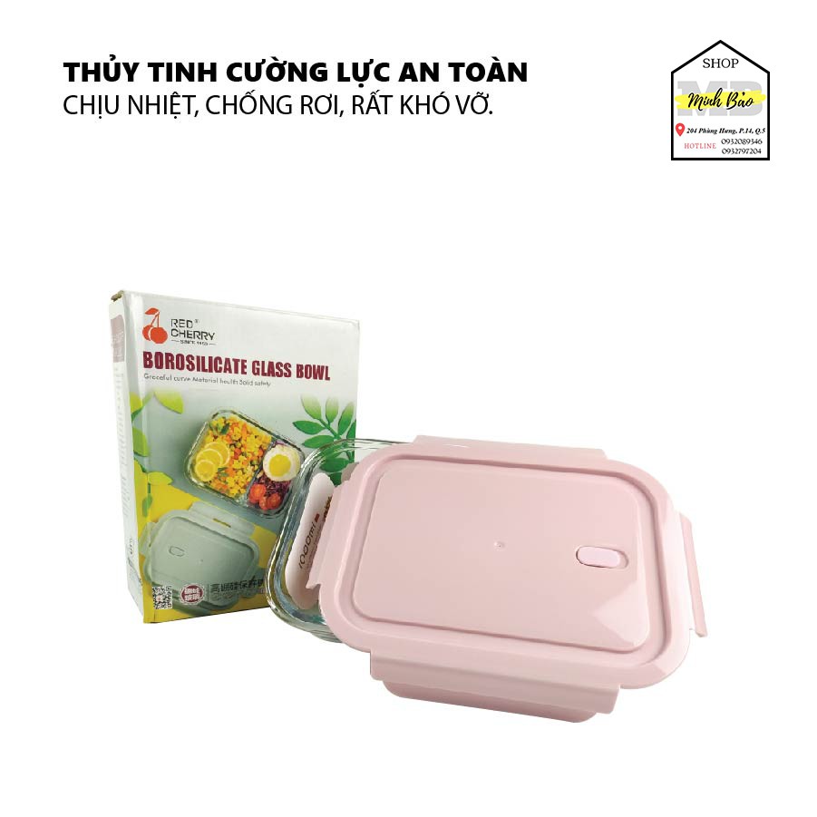 Thố Thủy Tinh Giữ Nhiệt 2 Ngăn Cao Cấp - Hộp Đựng Cơm Văn Phòng 1000ml