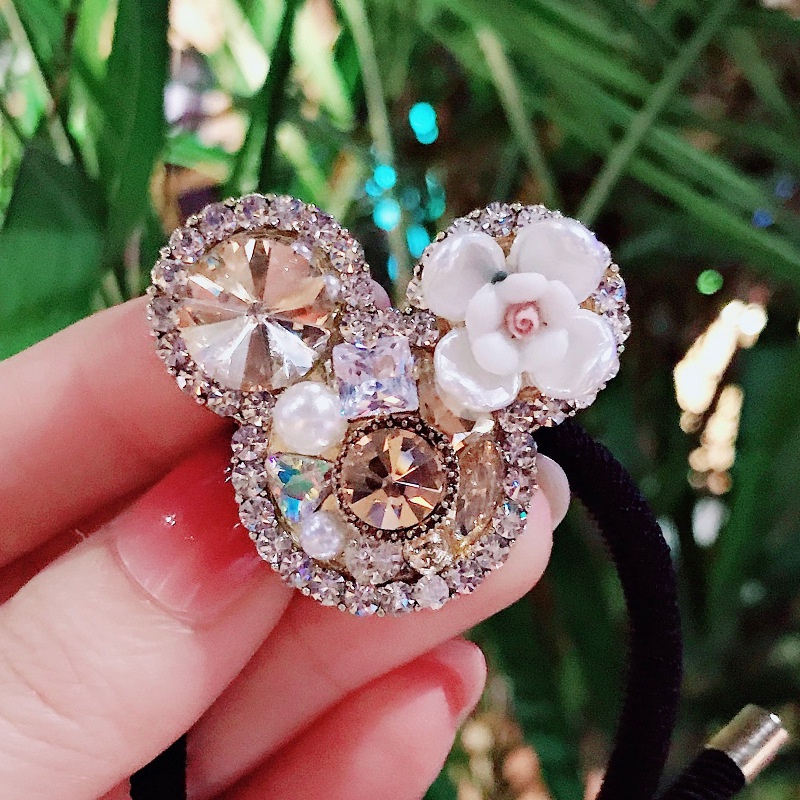 Dây Cột Tóc Cao Su Co Giãn Đính Đá Lấp Lánh Thời Trang Sang Trọng Cho Nữ