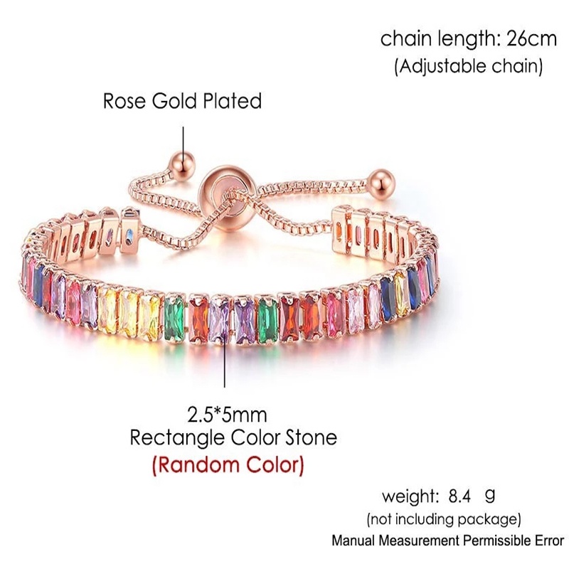 Vòng Tay Tennis Đính Đá Zircon Nhiều Màu Sắc Ngẫu Nhiên Tùy Chỉnh Đơn Giản Bằng Hợp Kim