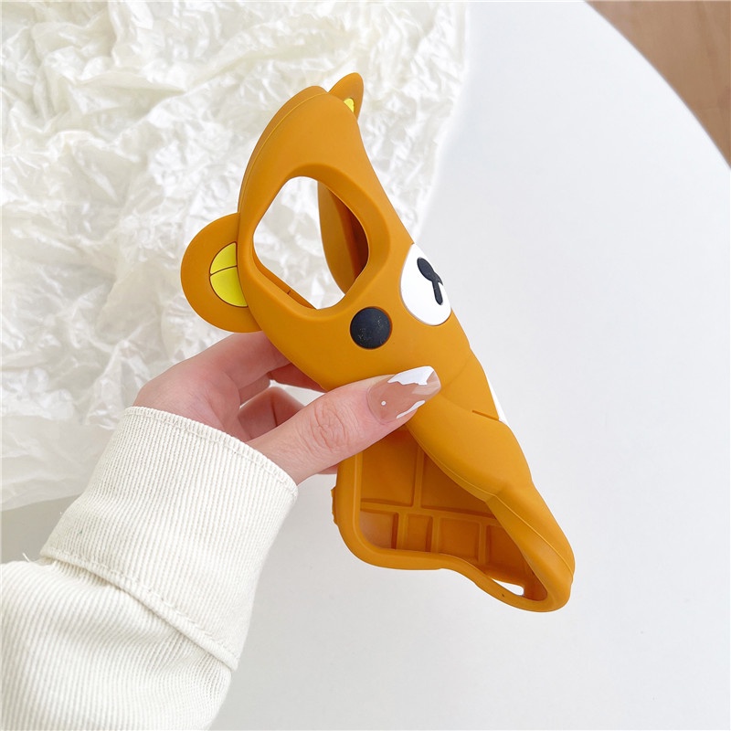 Hoạt Hình Ốp Điện Thoại Silicon Hình rilakkuma Có Dây Đeo Cho iphone 14 13 12 11 pro max x xs max xr 6 6s 7 8 + plus