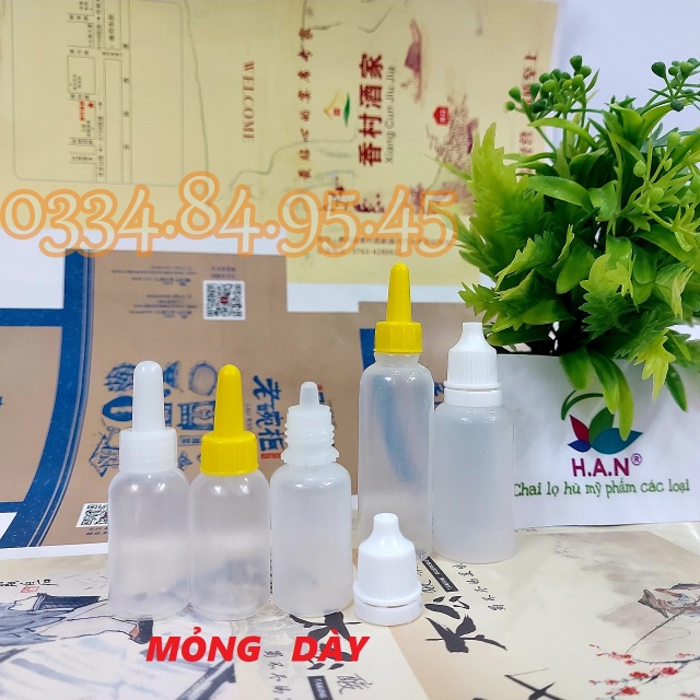 50 - 100 Lọ nhỏ mắt 5ml / 10ml / 20ml loại lọ MỎNG - Chai chiết mỹ phẩm du lịch, đựng mực.