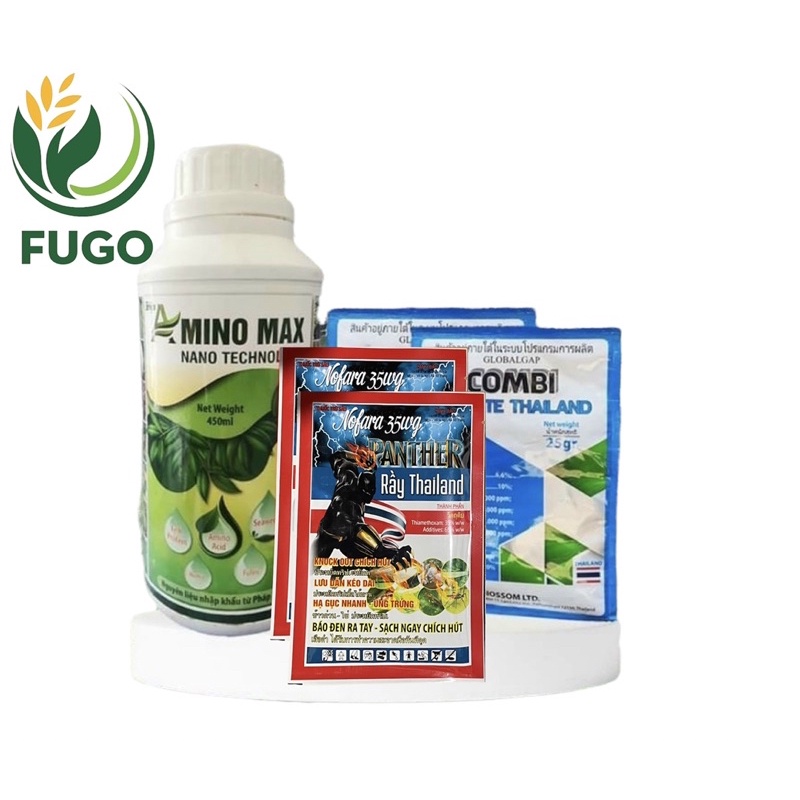 BỘ SẢN PHẨM BẢO VỆ CƠI ĐỌT MỚI 1 chai Amino Max + 2 gói combi + 2 gói Rầy SẠCH RẦY–MẬP ĐỌT- XANH LÁ - DẦY VÀ MƯỚT LÁ