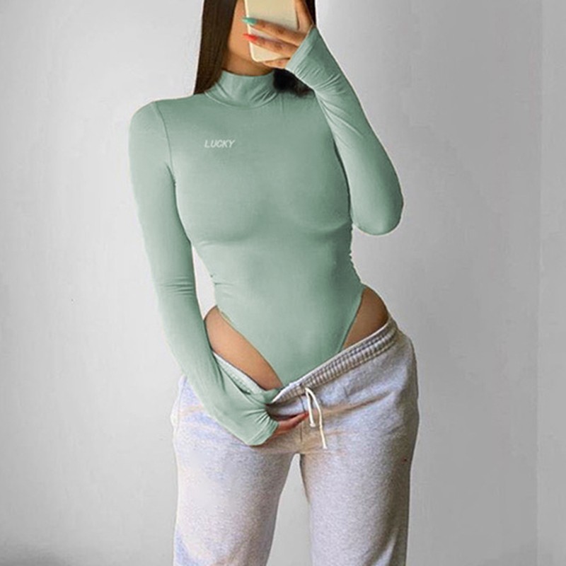 Áo liền quần Tay Dài Cổ Lọ Thiết Kế Ôm Sát Quyến Rũ Cho Nữ | BigBuy360 - bigbuy360.vn