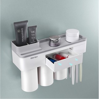 Kệ đựng bàn chải treo tường 3cups European nhựa ABS cao cấp