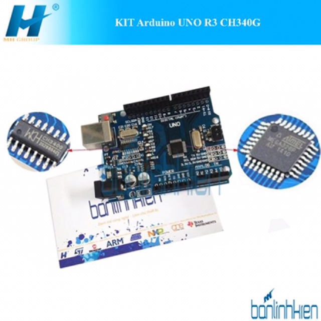 KIT Arduino UNO R3  ATMEGA16U2 và CH340G chíp dán chíp cắm