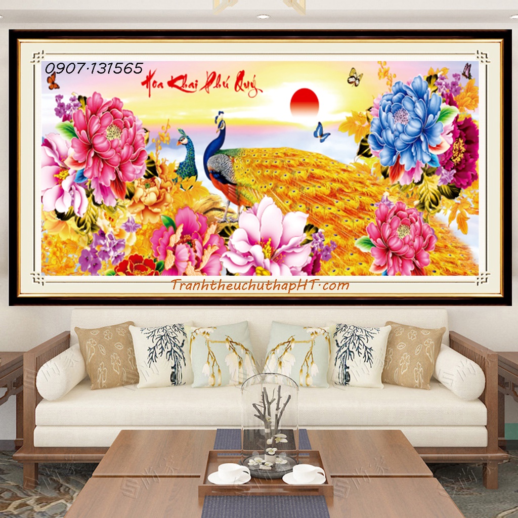 Tranh thêu chữ thập Phú quý bình an LV3056 - tự thêu