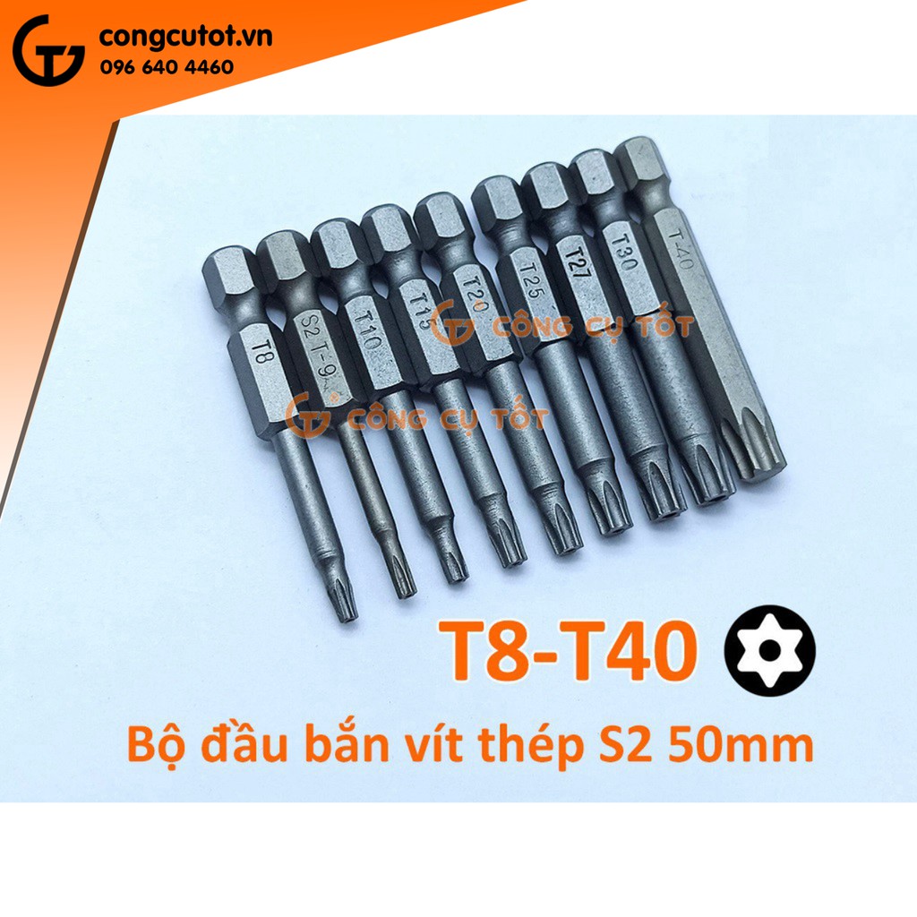 Đầu bắt vít hình sao dài 50 mm chuôi lục thép S2