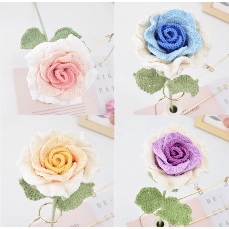 DIY Gói Nguyên Liệu Móc Chậu Hoa Hồng Len Bự 🌸🌷🌺 - Quà Tặng Handmade Tự Làm Ý Nghĩa