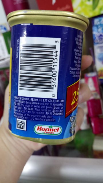Thịt hộp Spam Mỹ 25% Less Sodium ít mặn