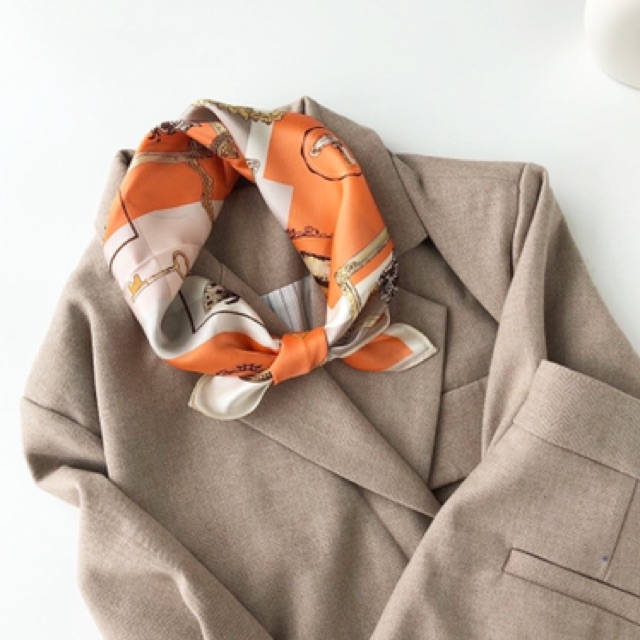 Khăn turban lụa mini thắt cổ áo dễ thương - Maben