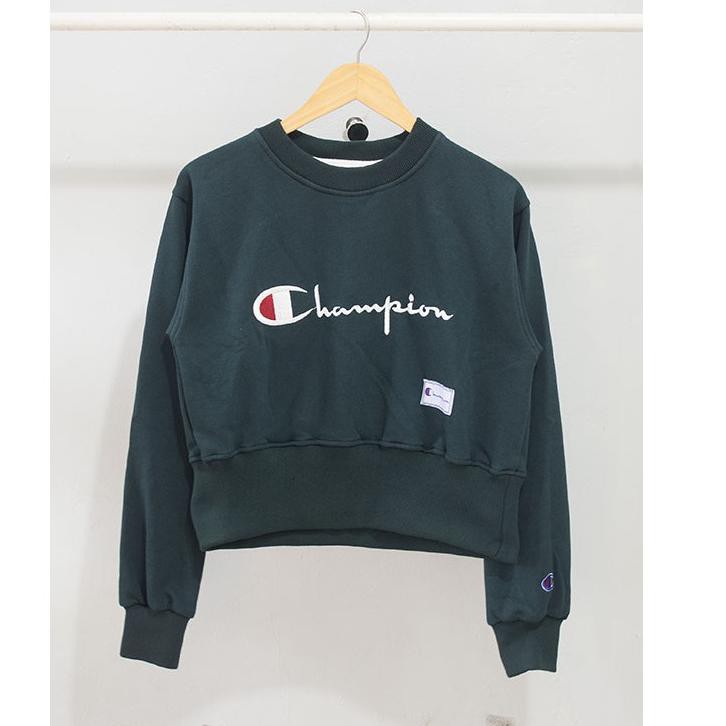 Áo Sweater Lửng In Chữ Champion Thời Trang Cho Nữ