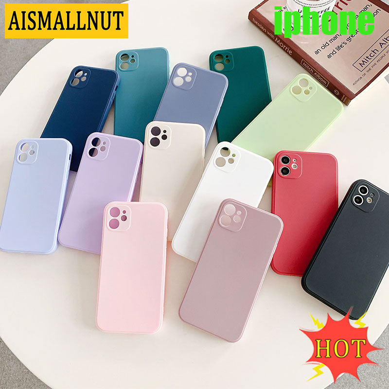 Ốp Điện Thoại Aismallnut Silicon Dẻo Màu Trơn Cho Iphone11 12 Pro Promax 6 6s 7 8 Plus X Xs Xr Xsmax