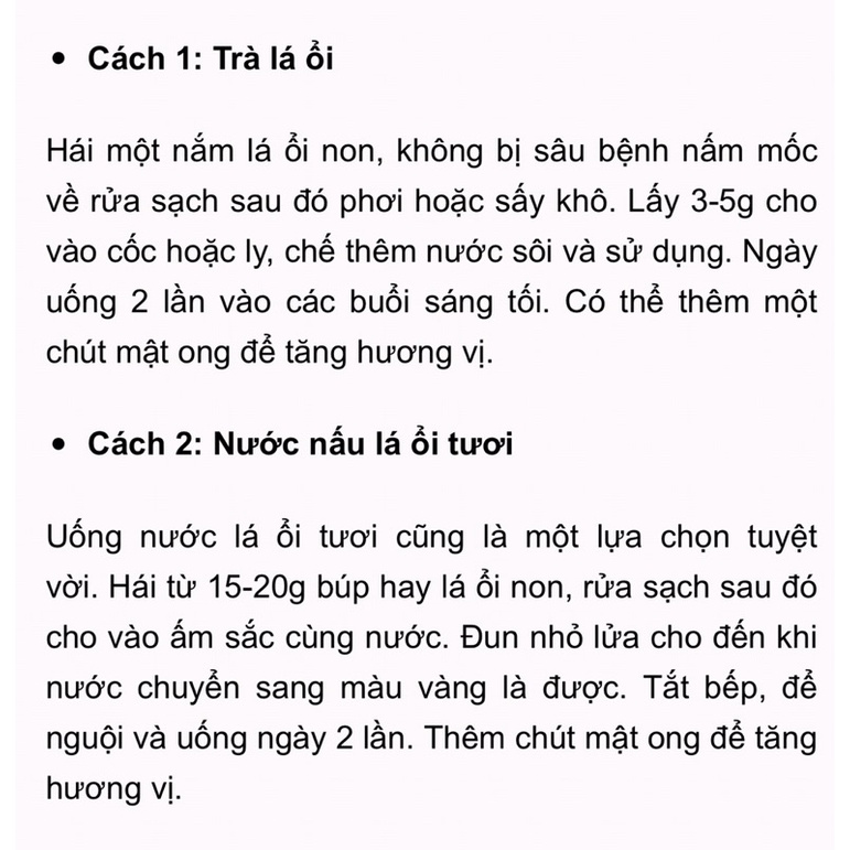 Đọt ổi khô (2-3 cặp lá đọt non) hút chân không