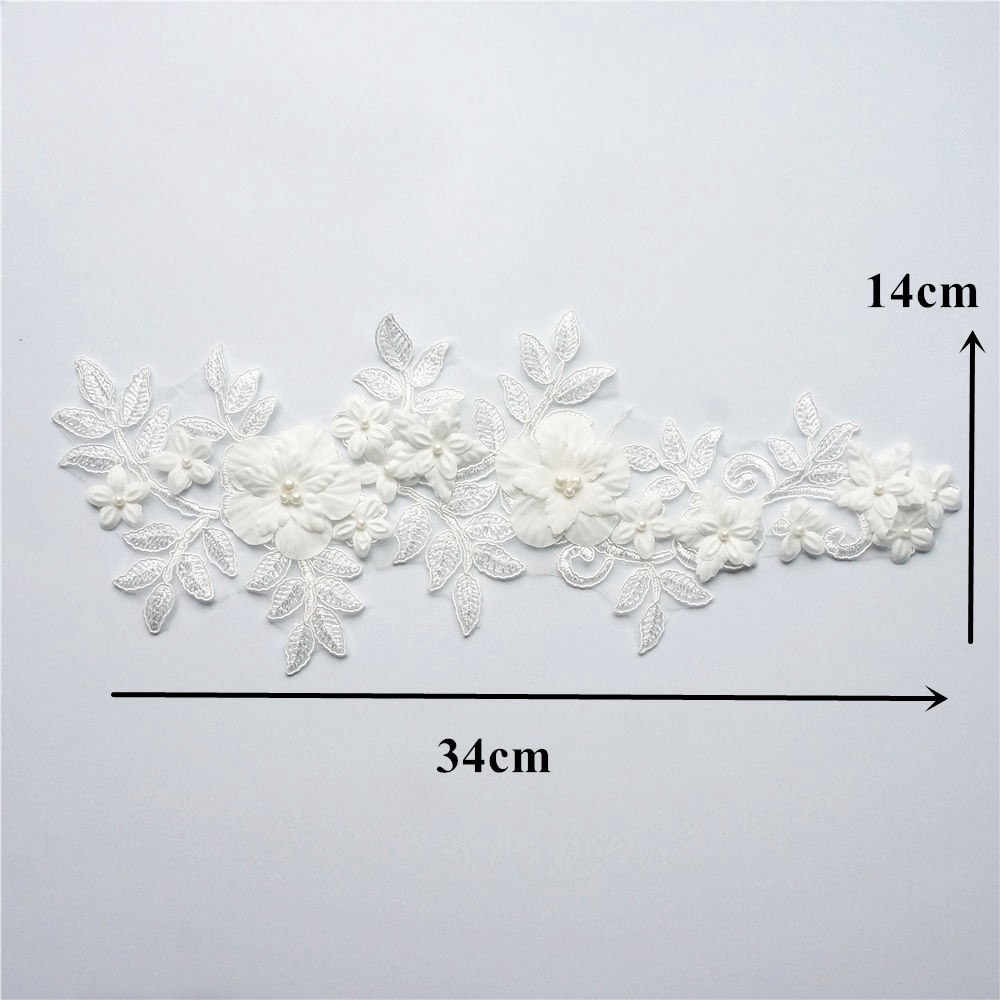 Vải Ren Thêu Hoa Đính Ngọc Trai Dùng May Váy Cưới diy