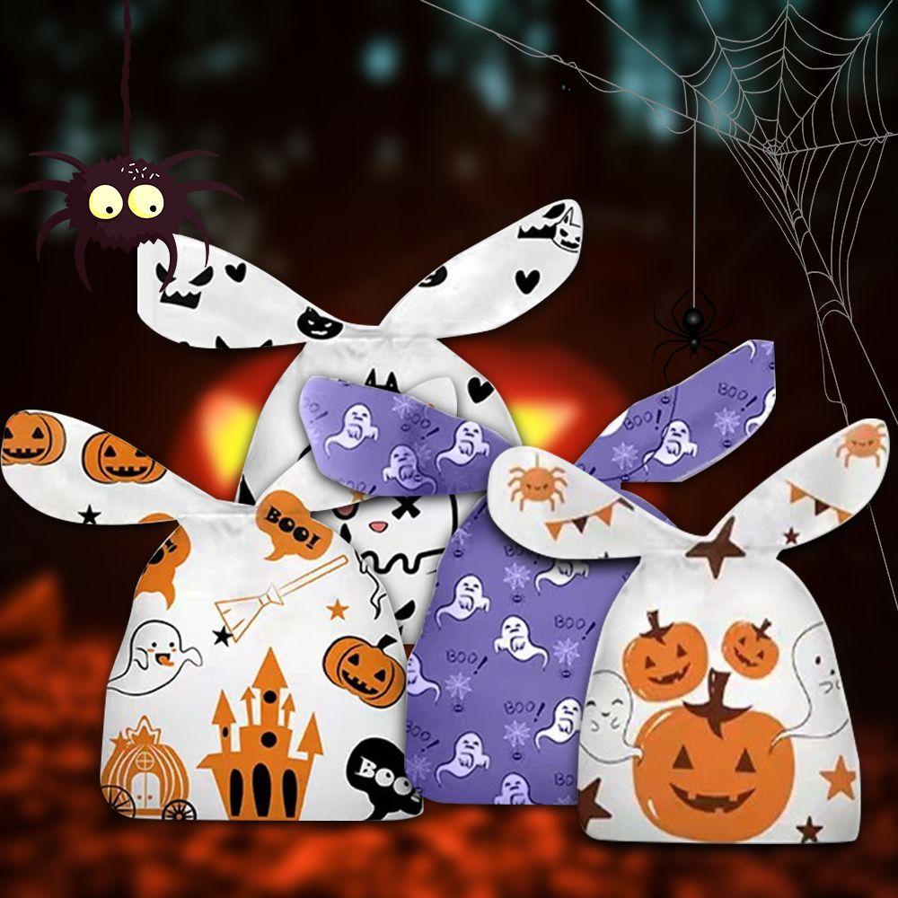 Bộ 50 Túi Đựng Kẹo Halloween Hình Bí Ngô Tai Thỏ