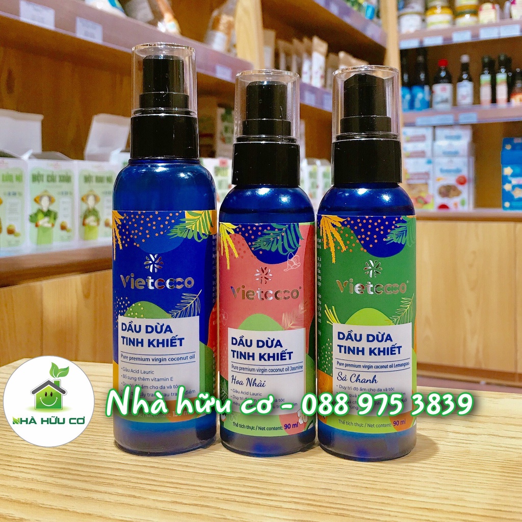Dầu dừa tinh khiết vitamin E - Dầu dừa tinh khiết hương hoa nhài/hương xả chanh - Date: 5/2023