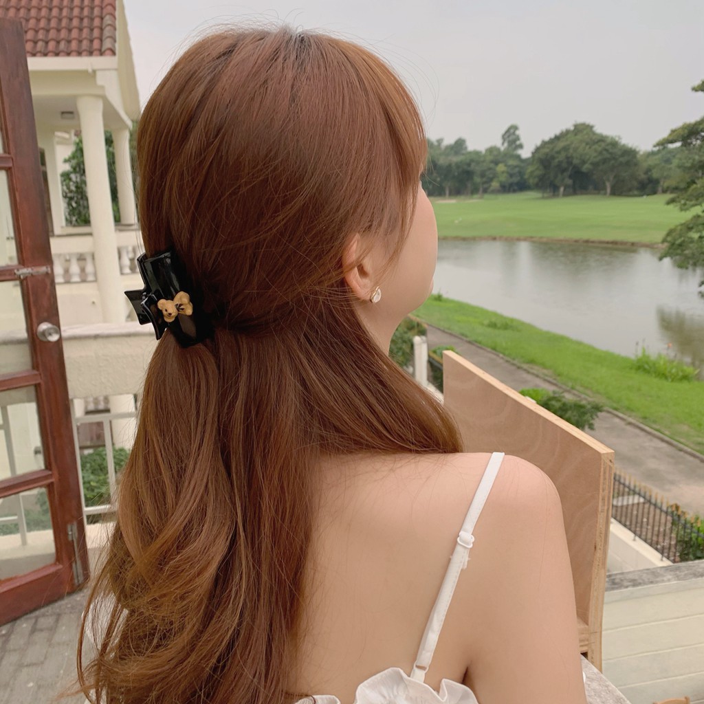 Kẹp tóc càng cua Hàn Quốc họa tiết gấu xinh xắn cho nữ