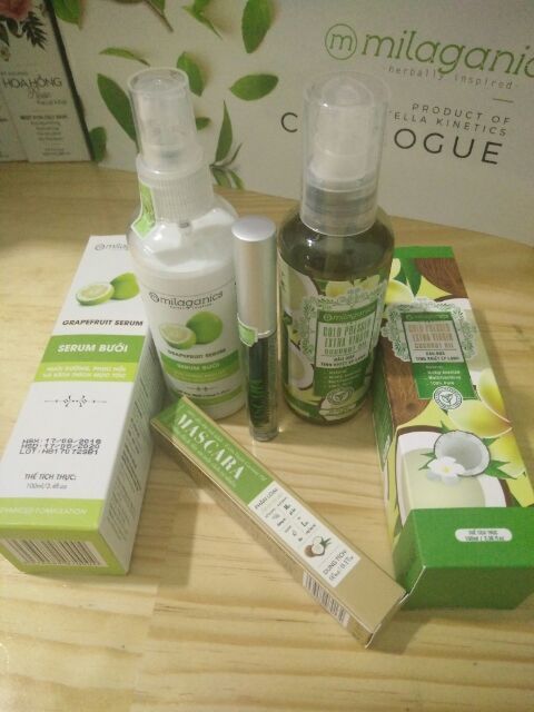 Combo Milaganics: Serum Bưởi 100ml và Dầu Dừa 100ml và Mascara dầu dừa 5ml | BigBuy360 - bigbuy360.vn