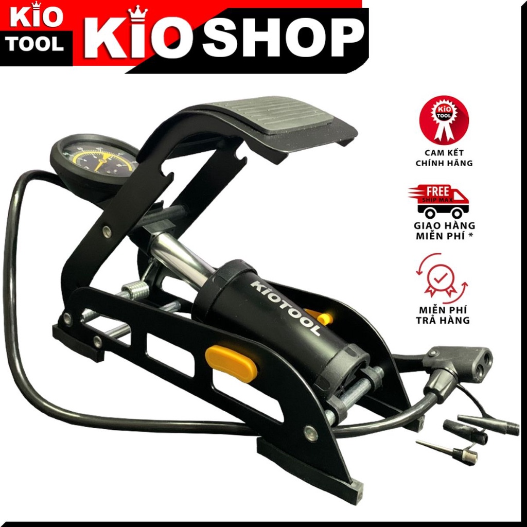 Bơm xe đạp chân Kiotool van có đầu gài tiện lợi thích hợp cho tất cả các loại xe đạp xe máy Kiotool Shop