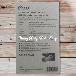 VAN KHOÁ NƯỚC ECCO 2 ĐẦU REN 21 (1 ren trong, 1 ren ngoài ) nhập khẩu từ Thái Lan