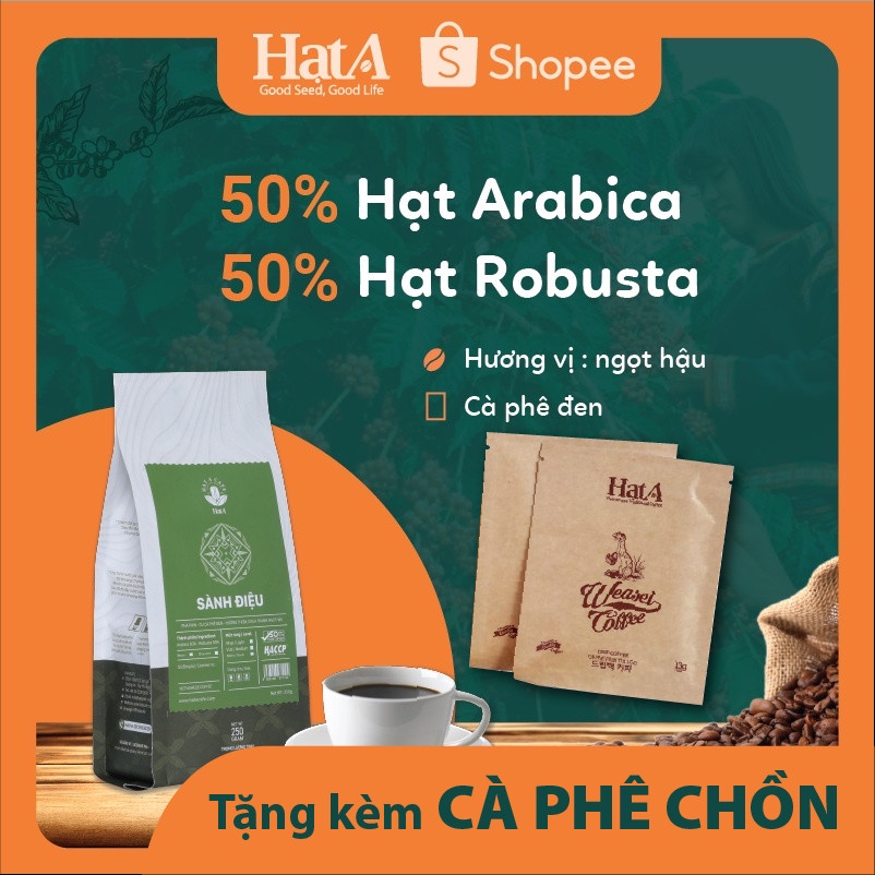 Cà phê pha phin Hạt A Cafe SÀNH ĐIỆU gu cà phê đen hương thơm, chua thanh, ngọt hậu 250g/500g/1000g