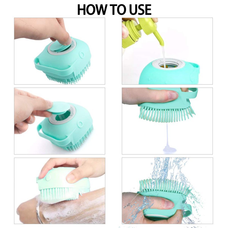 Lược gội đầu sillicon gai mềm có ngăn đựng xà phòng tiện dụng