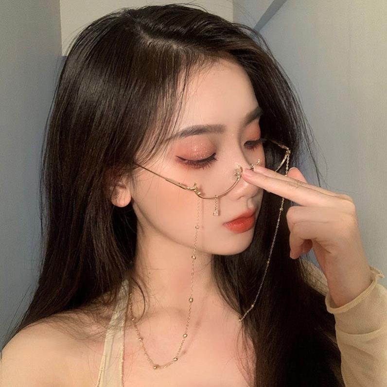 Mắt Kính Nửa Gọng Phong Cách Hàn Quốc Cá Tính D73