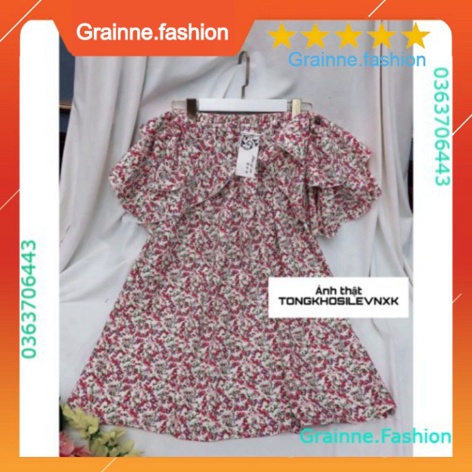 VÁY HOA NHÍ CÁNH TIÊN TRỄ VAI - ĐẦM SUÔNG HOA HỒNG CỔ TRÒN MẶC 2 KIỂU VAI BÈO CHUN TAY LỠ LOE 💎👗👑- GNFShop
