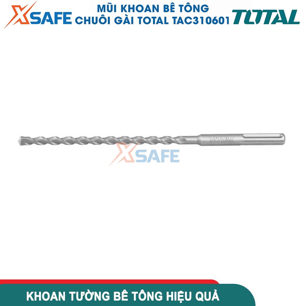 Mũi khoan bê tông chuôi gài Total TAC310601, chất liệu mũi khoan làm từ thép cao cấp, cứng, khoan tường, bê tông