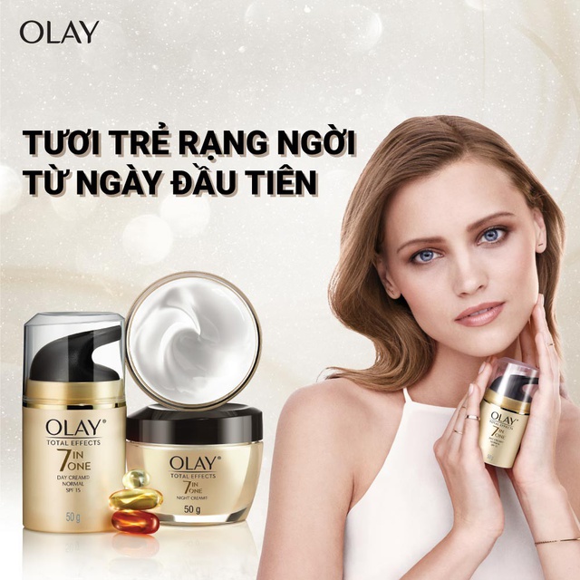 Bộ 3 kem dưỡng Olay Total Effect ngày & đêm 50G/ hộp và Sửa rửa mặt 100G