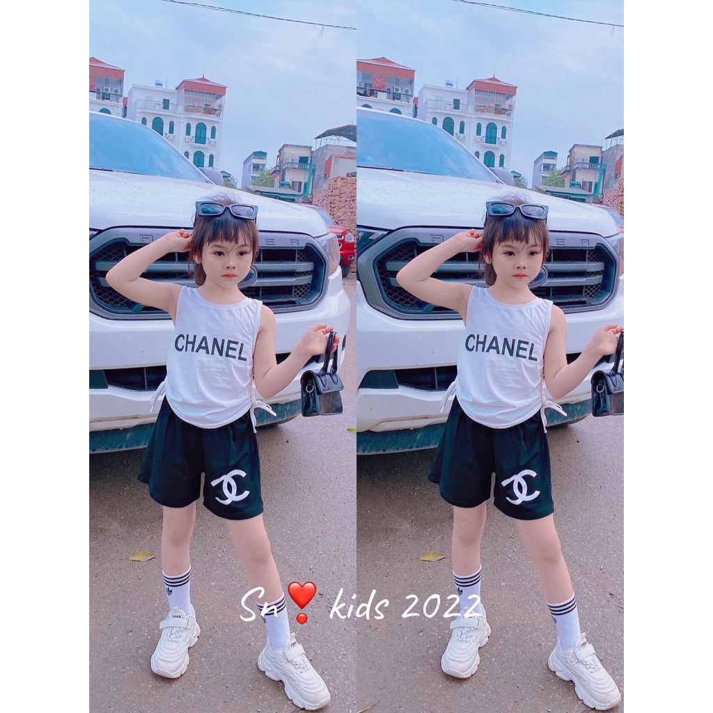 Quần áo bé gái, bộ quần áo sát nách C..N rút 2 bên hông sành điệu cho bé